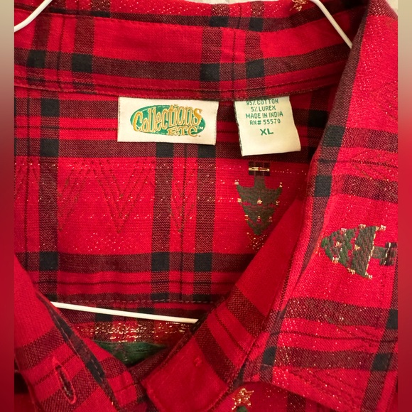 Red Plaid Holiday Blouse by Collections Etc. - Picture 7 of 7